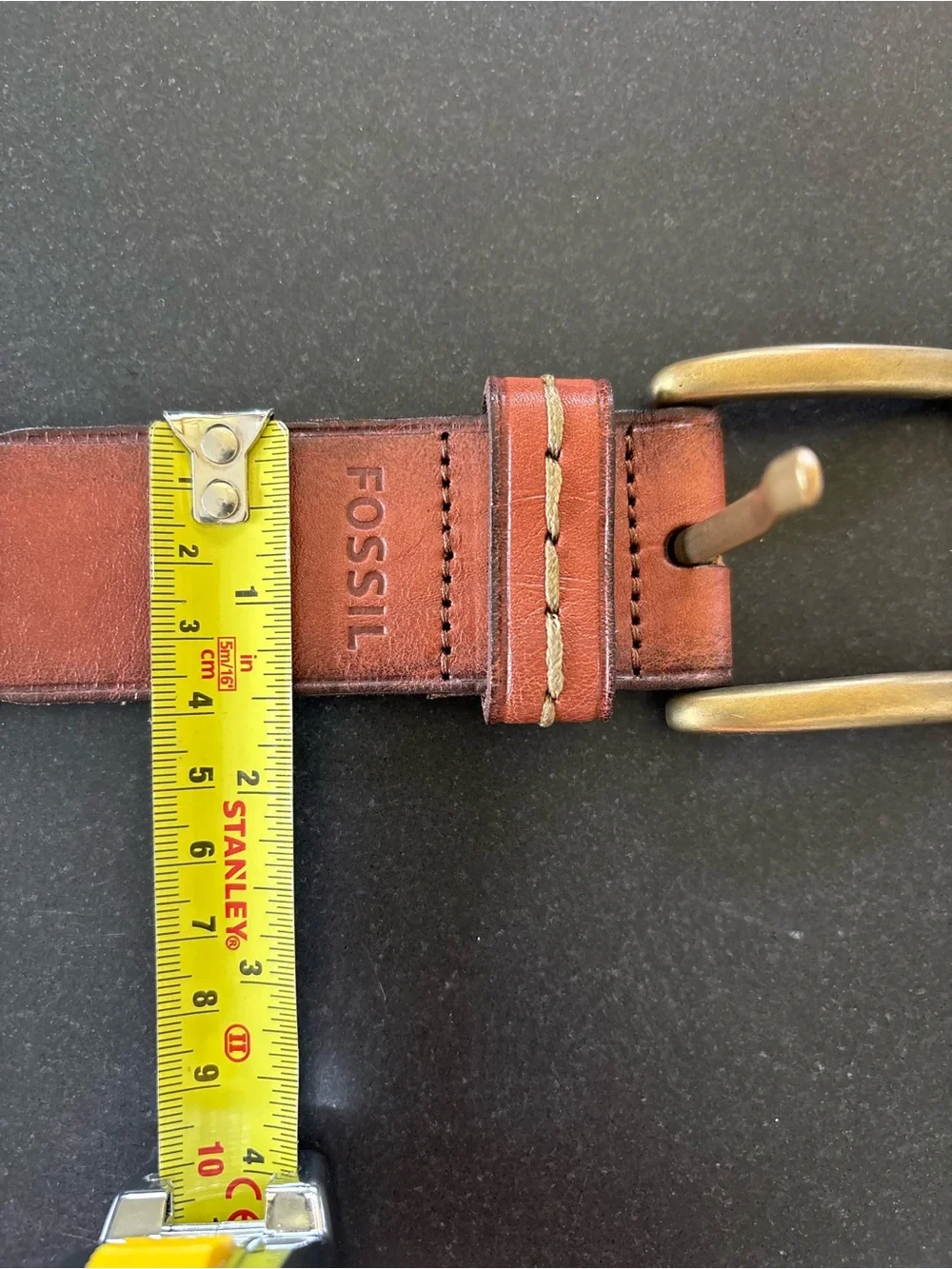 Fossil Patchwork Genuine Leather Belt Multicolored Brass Buckle Unique Cowboy M